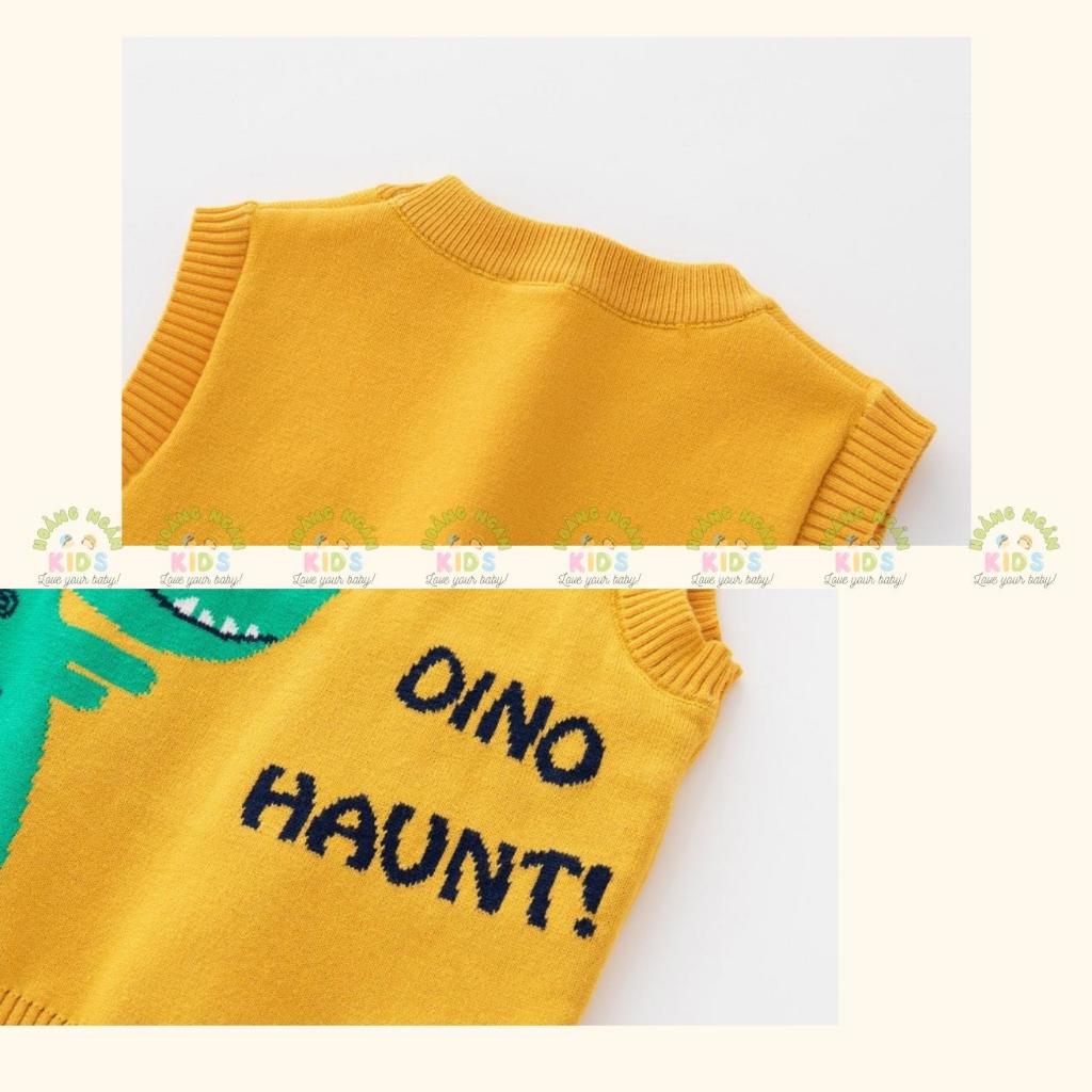 Áo gile len quảng châu hoạ tiết khủng long, áo khoát len không tay hàng mịn lì đẹp