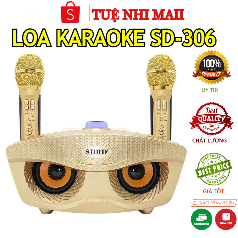 Loa Bluetooth Karaoke SD-306 Tặng Kèm 2 Micro Không Dây , Bass Đập Siêu Hay, Âm Thanh Cực Hay, Dễ Sử Dụng