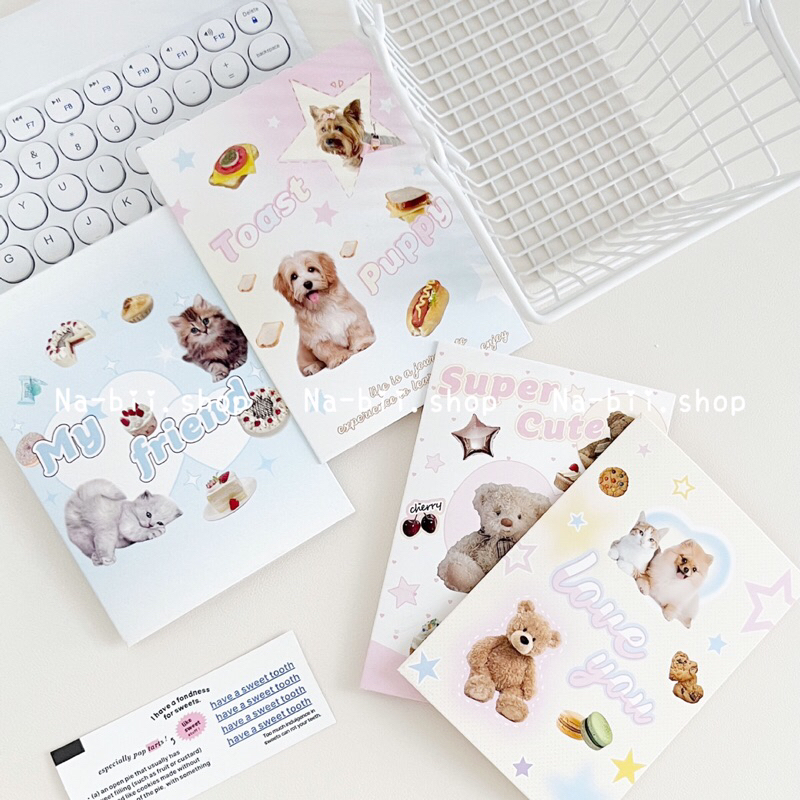 Thiệp gập chúc mừng bọc bảo vệ card hình thú cưng