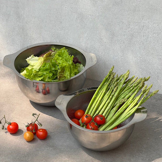 Bộ tô kèm rổ inox cao cấp Kaiyo Nhật, tô trộn kèm rổ - Hàng chính hãng