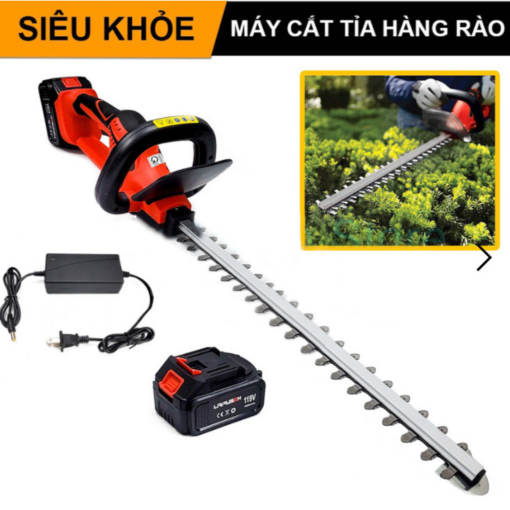 - Máy cắt tỉa hàng rào cây cảnh LAPUSEN động cơ lõi đồng 100% - Công suất 1800W - Dùng chung chân pin Makita