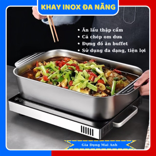  Khay inox đa năng khay đựng topping ăn lẩu thập cẩm cá chép om dưa chất liệu inox 304. 