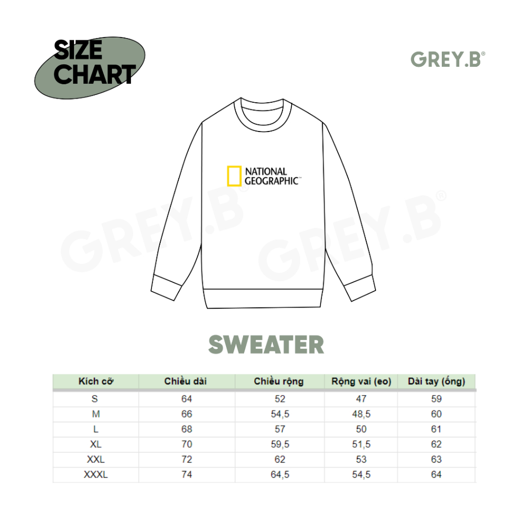Áo Nỉ Nam Nữ Nat Geo Sweater GREYB In Logo Trước Ngực Nhiều Màu Phong Cách Hàn Quốc
