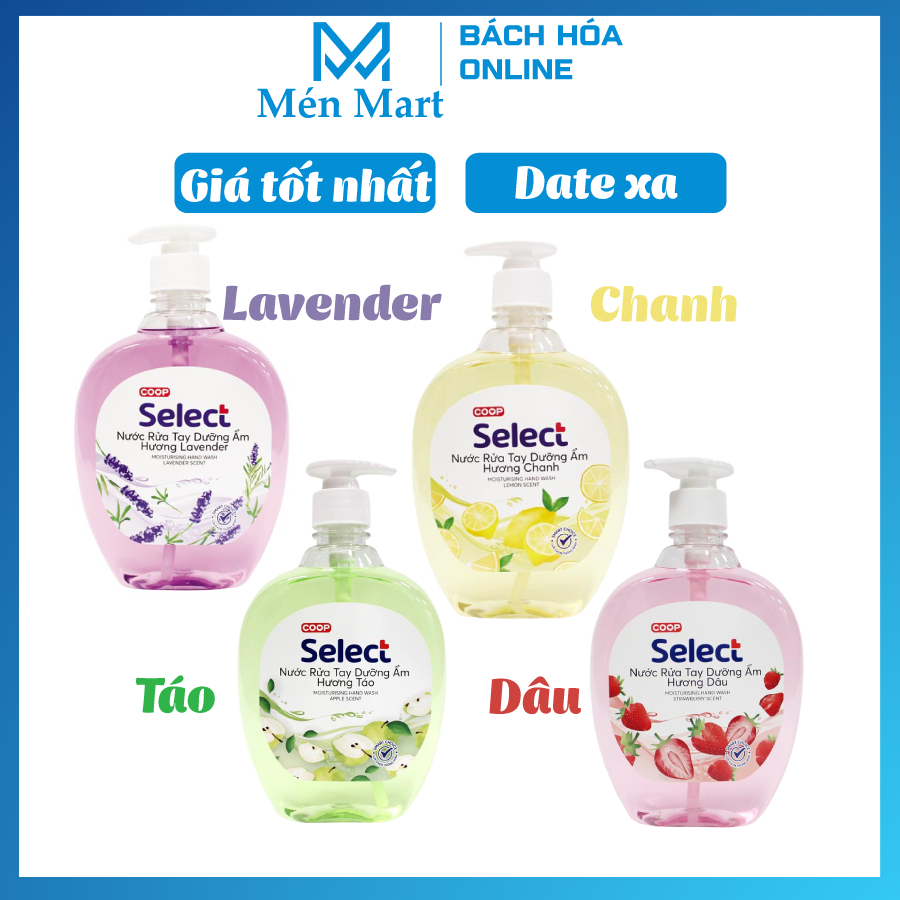 Nước rửa tay Select dưỡng ẩm hương táo - lavender - dâu - chanh 510g / 204g