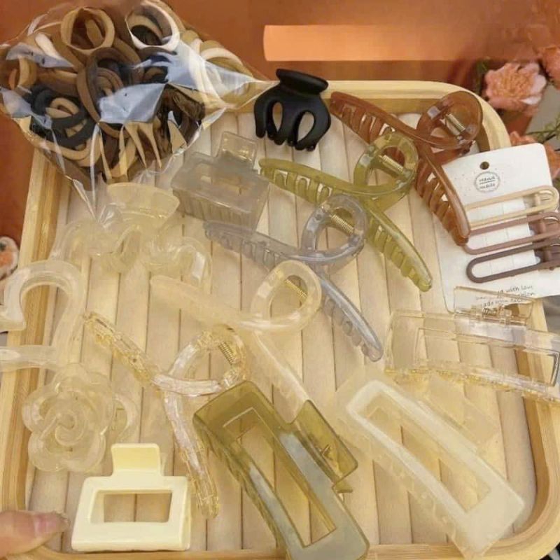 set 67 kẹp cột tóc siêu hot, Set 67 Món Kẹp Tóc Hàn Quốc Gồm 17 Kẹp + 50 Dây Buộc Tóc Thời Trang