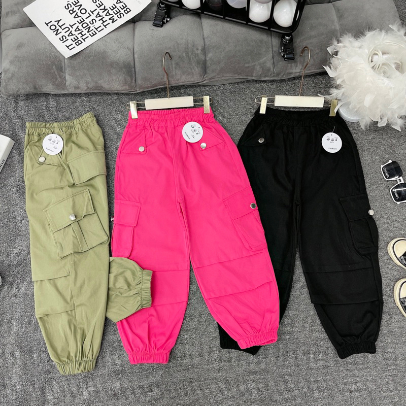 Quần dài kaki thô dáng thụng cho bé gái