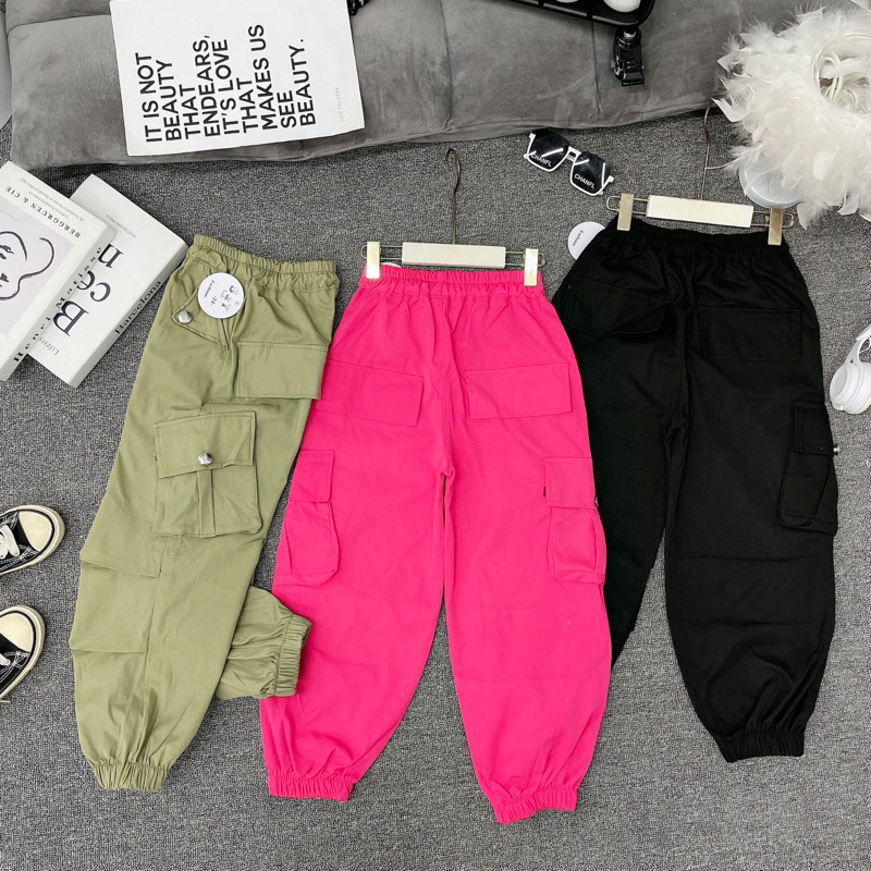 Quần dài kaki thô dáng thụng cho bé gái