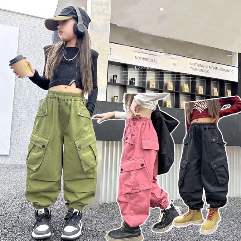 Quần dài kaki thô dáng thụng cho bé gái