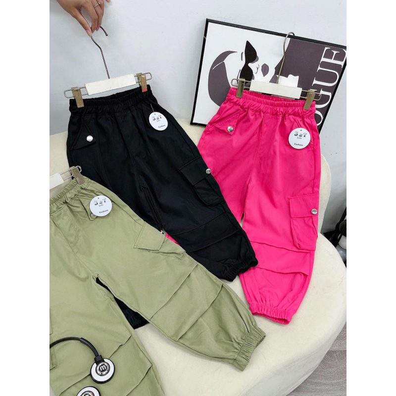 Quần dài kaki thô dáng thụng cho bé gái