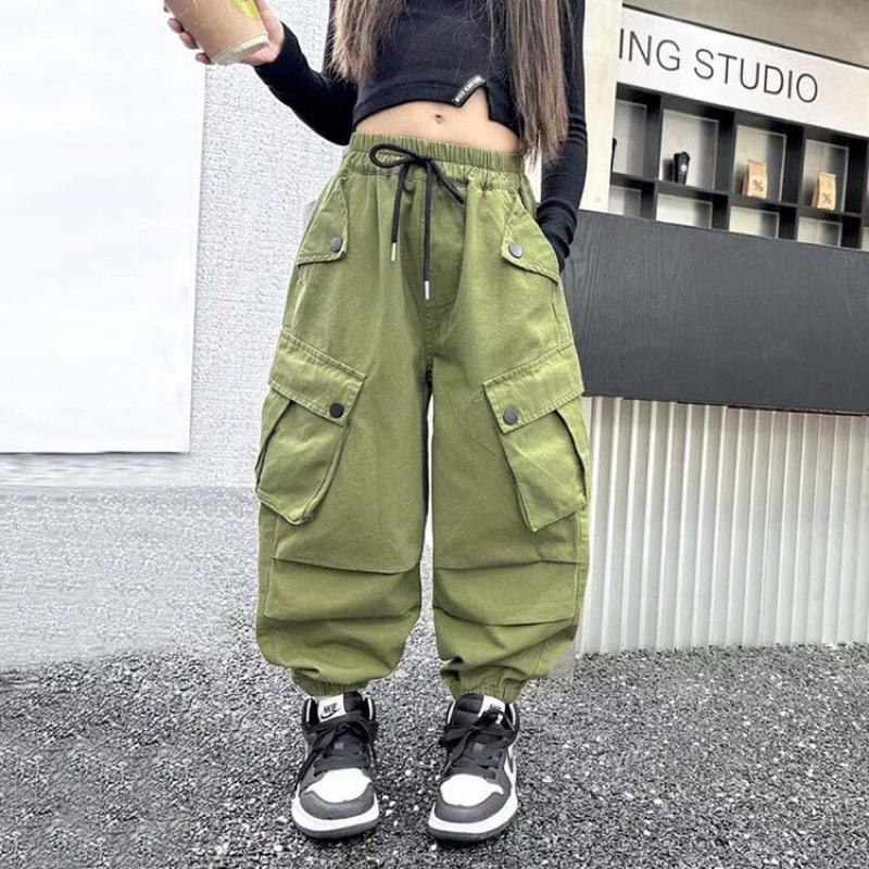 Quần dài kaki thô dáng thụng cho bé gái