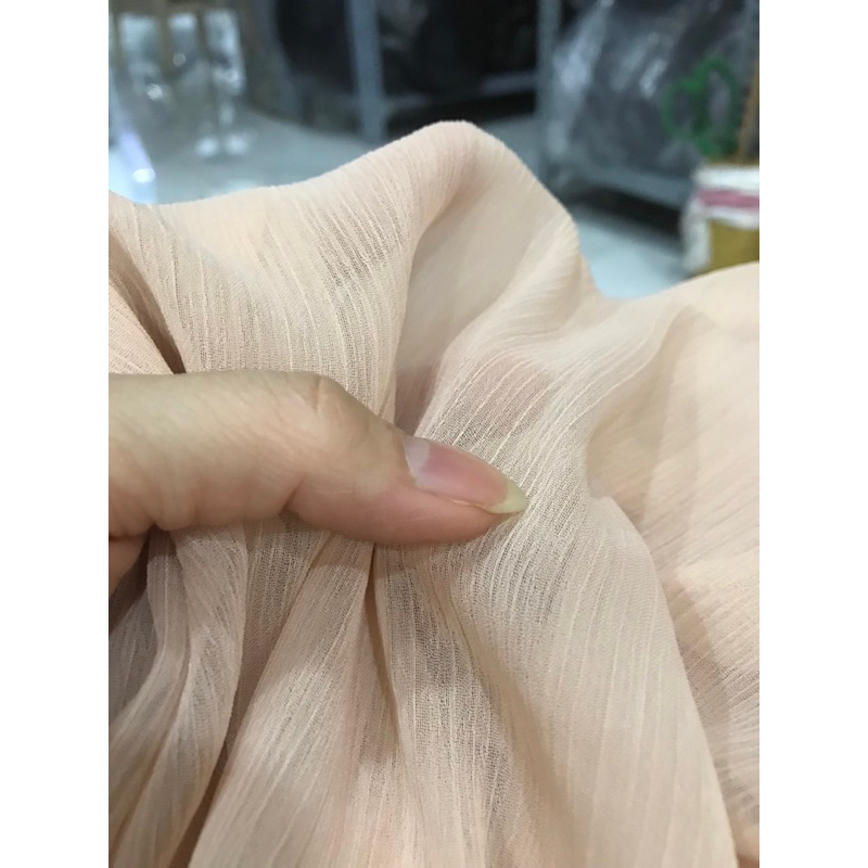Vải voan tơ gân màu da mềm rũ mỏng nhẹ đẹp xinh
