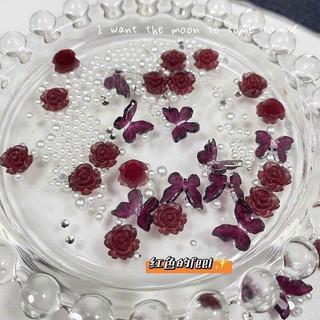 Sét charm hoa hồng đỏ trang trí móng/ Sét charm hoa hồng đỏ gắn móng/ Sét hoa hồng gắn móng/ Sét hoa hồng trang trí móng