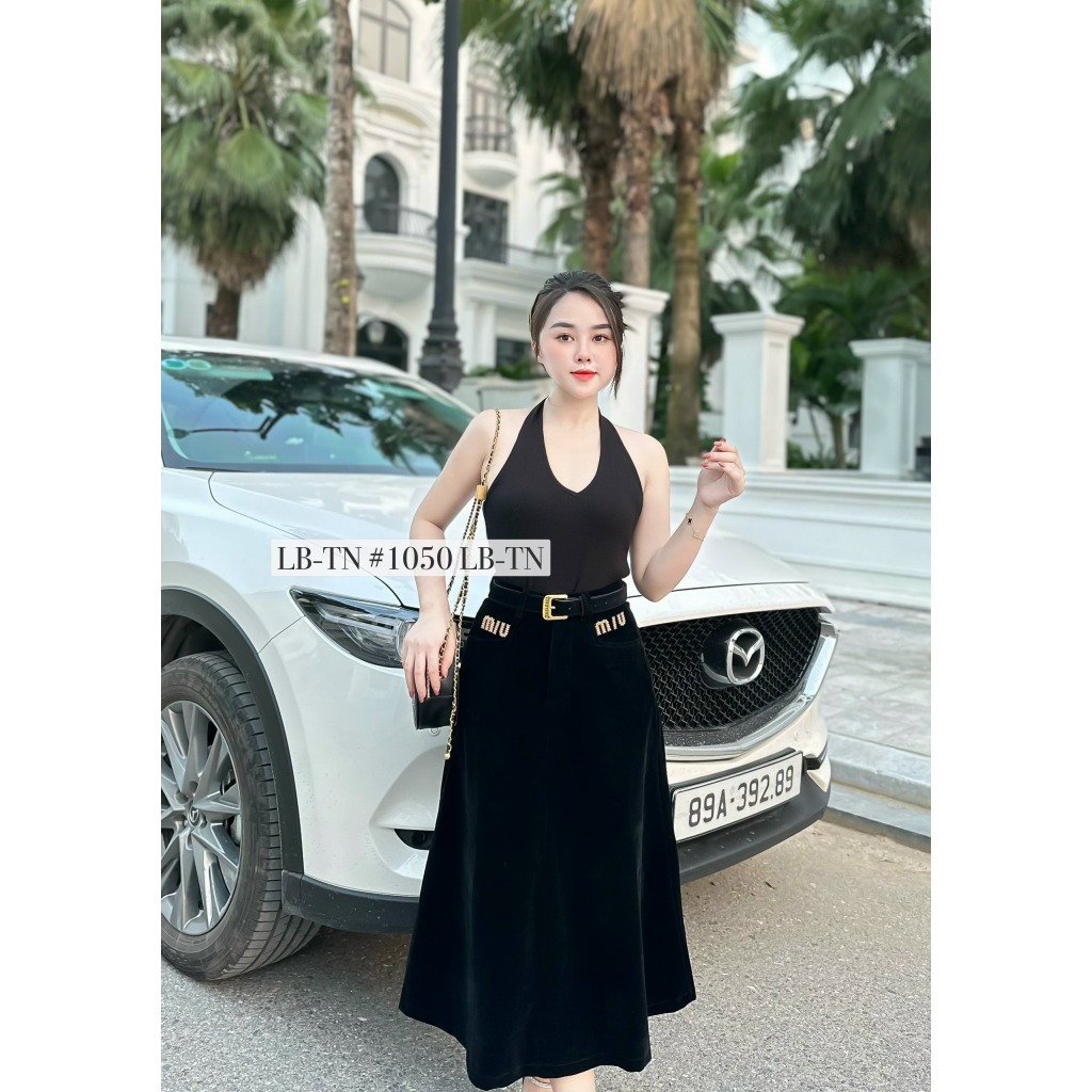 Chân váy nhung dài MiuMiu kèm đai siêu xinh