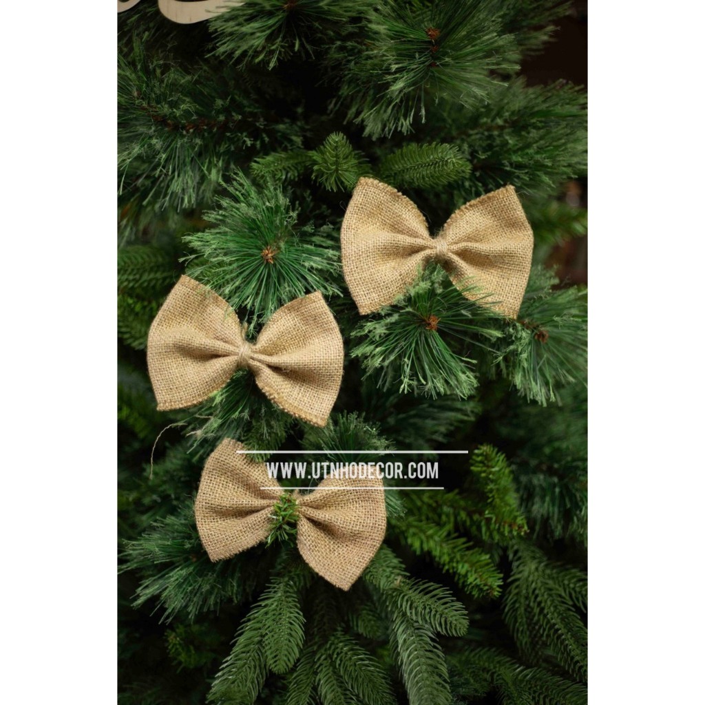 Set nơ vải bố thô trang trí noel