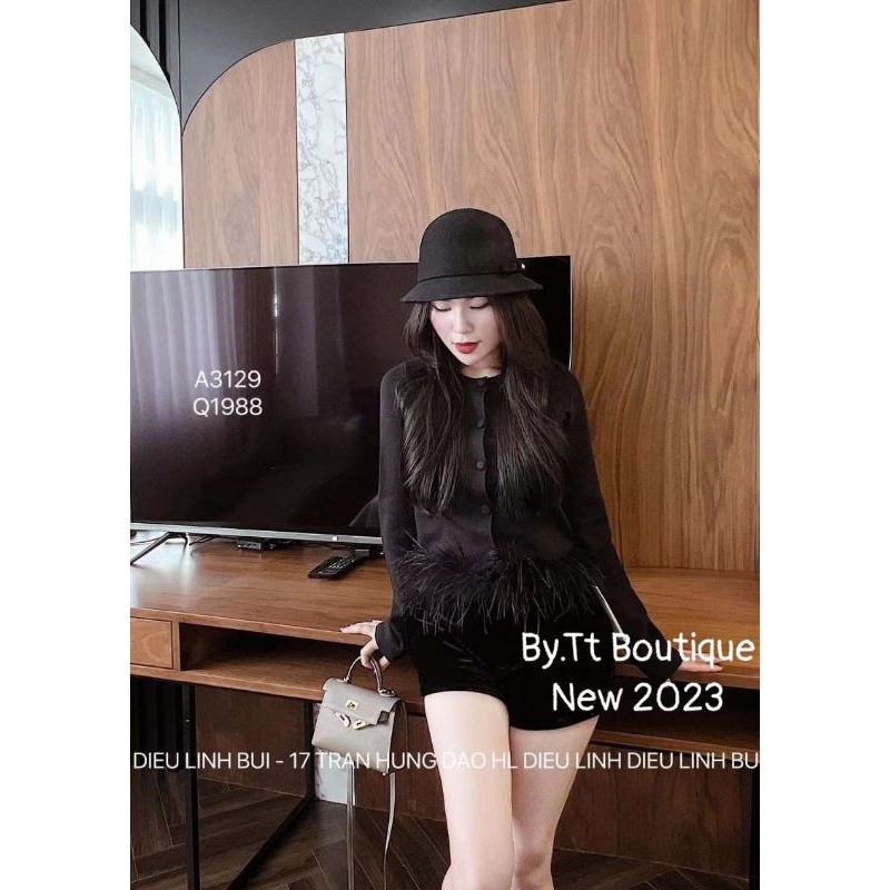 Áo len khuy chữ x lông tua rua hàng QCL1