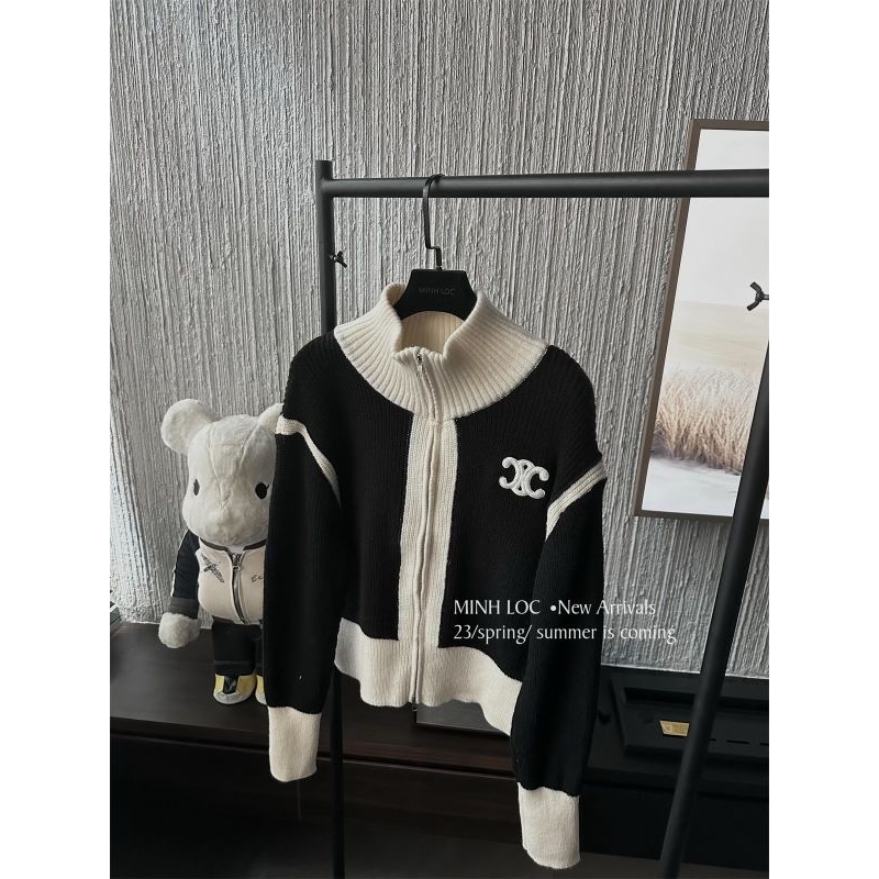 Áo khoác len pha viền chữ x hàng QCL1