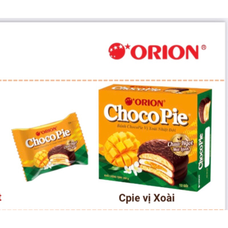 Bánh Chocopie Orion ,blubery ,vi xoài thơm ngon hộp 12 bánh  396g.