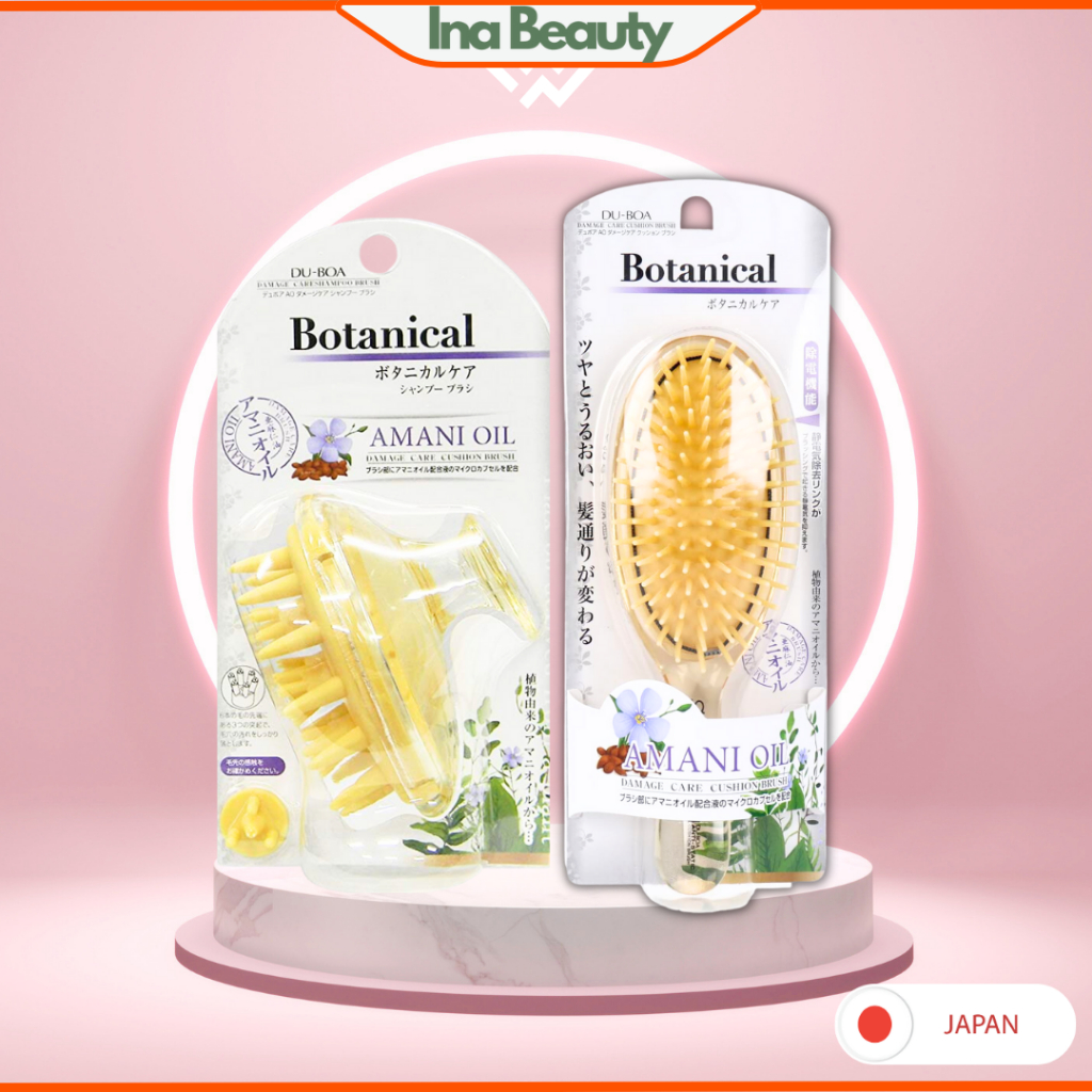 Combo Lược Gội Tinh Dầu và Lược Gỡ Rối Amani Botanical hàng Nhật chuẩn