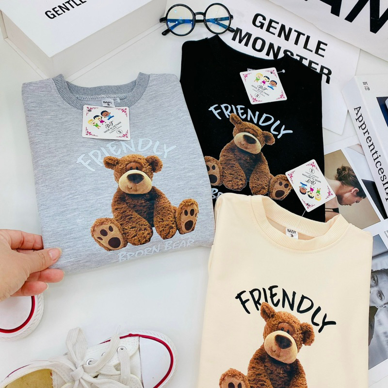 Áo gấu Friendly dáng dài bé gái