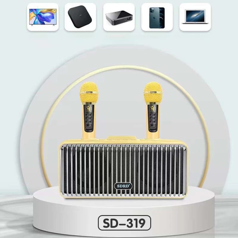 Loa Karaoke Bluetooth SD319 Pro Tặng Kèm 2 Mic Không Dây Cao Cấp, Âm Thanh Sống Động, Có Đèn Nháy. Pin Cực Trâu