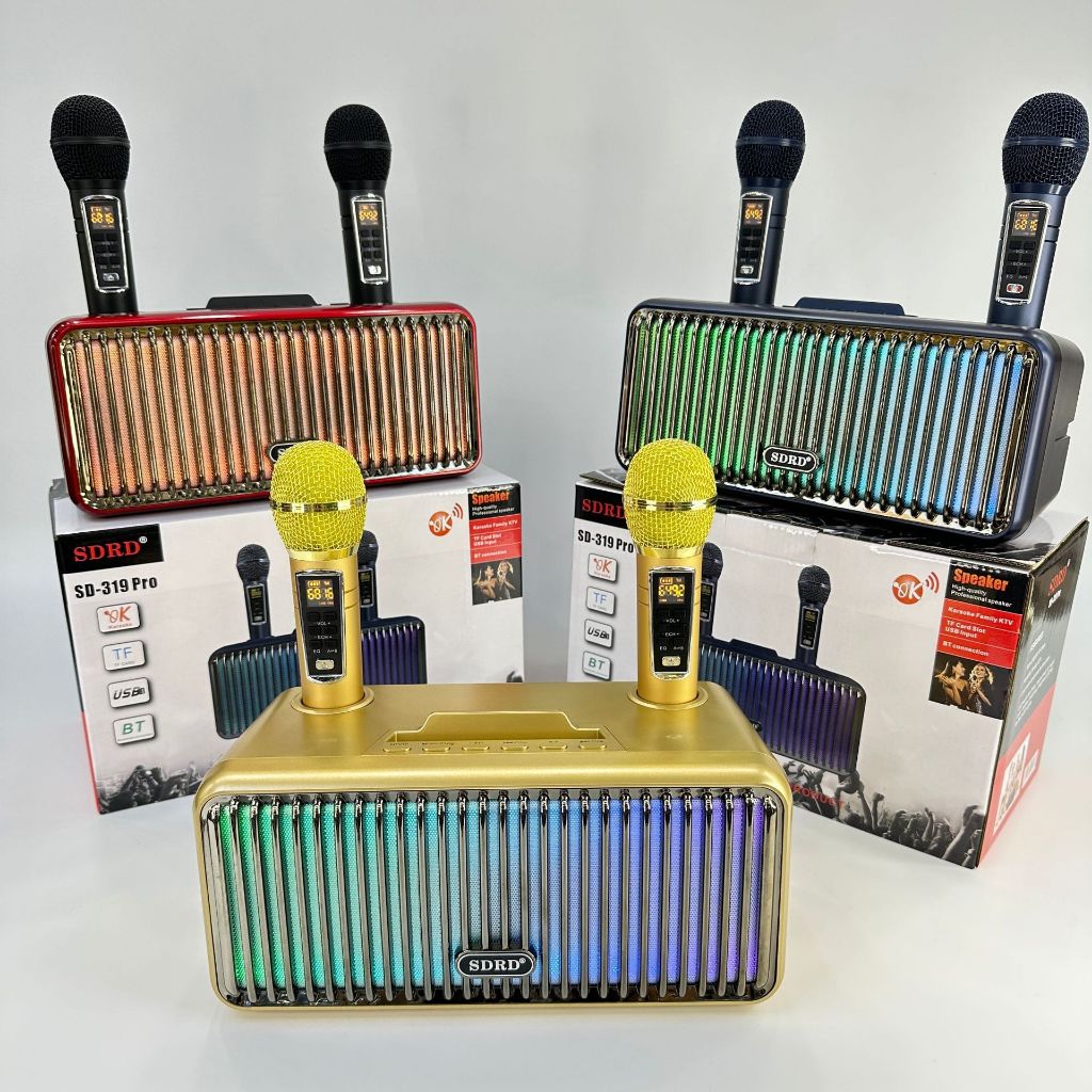 Loa Karaoke Bluetooth SD319 Pro Tặng Kèm 2 Mic Không Dây Cao Cấp, Âm Thanh Sống Động, Có Đèn Nháy. Pin Cực Trâu