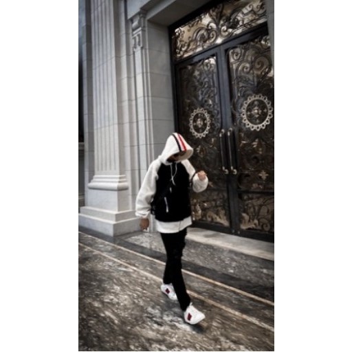 Áo Khoác Hoodie THOME Sọc Tay Áo Lưng In Chú Chó Bản 2024 - Áo Khoác Hoodie Lông Cừu Siêu Đẹp - Dày Dặn - Giữ Fom