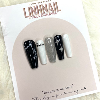 L002 Nailbox thiết kế màu đen trắng mix chữ