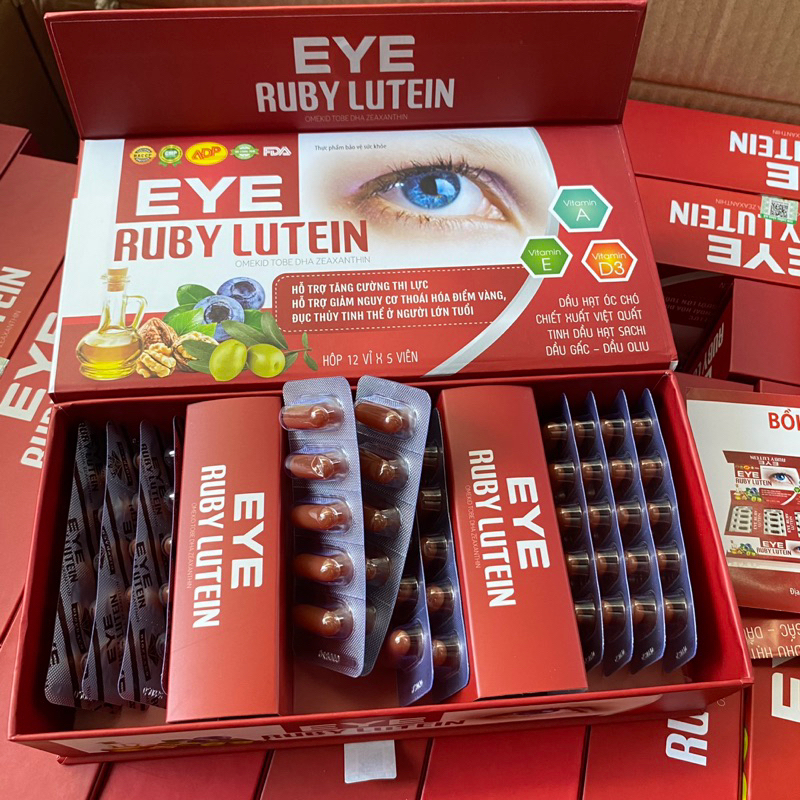 viên sáng mắt EYE RUBY LUTEIN Omega DHA Hộp 60 viên chiết xuất dầu gấc giúp bổ mắt tăng cường thị lực