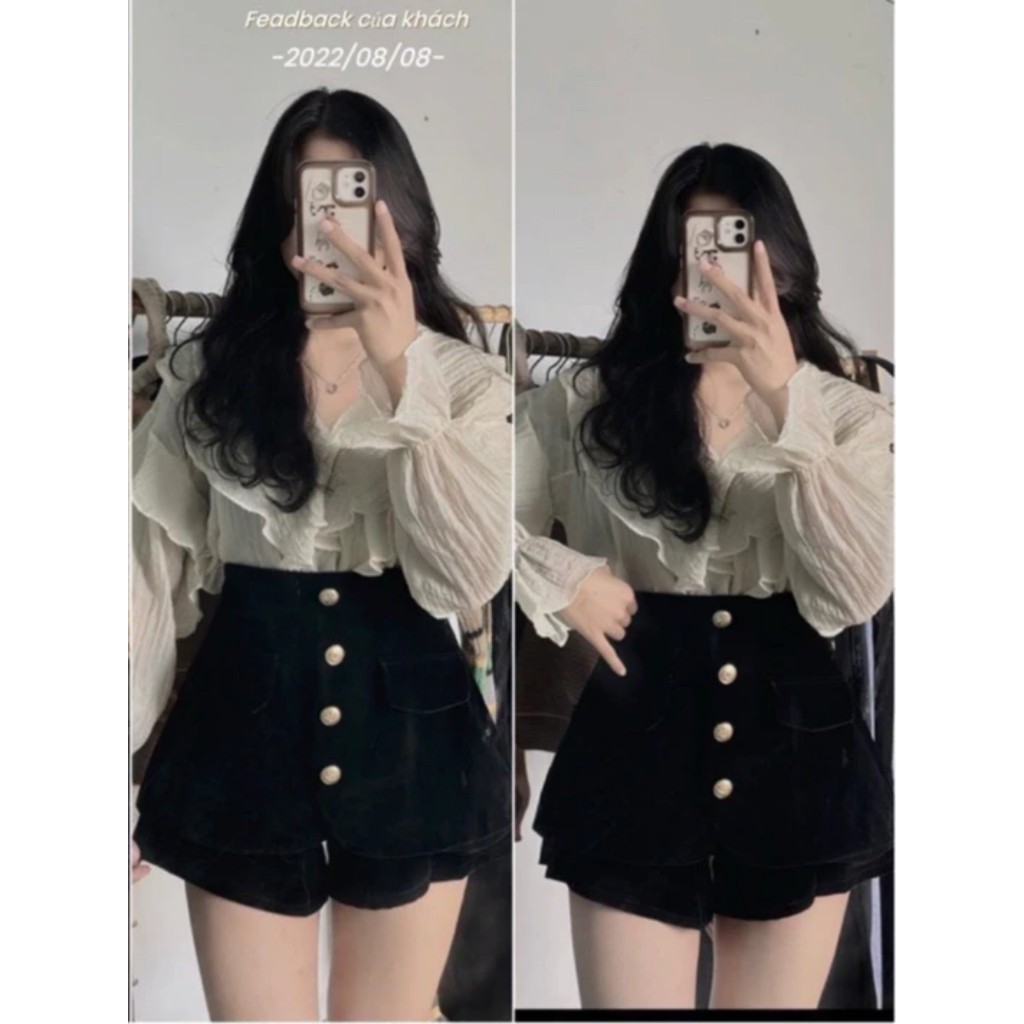 Quần nhung giả váy cúc vàng - 247store.vn - Quannhung8287_P0K22