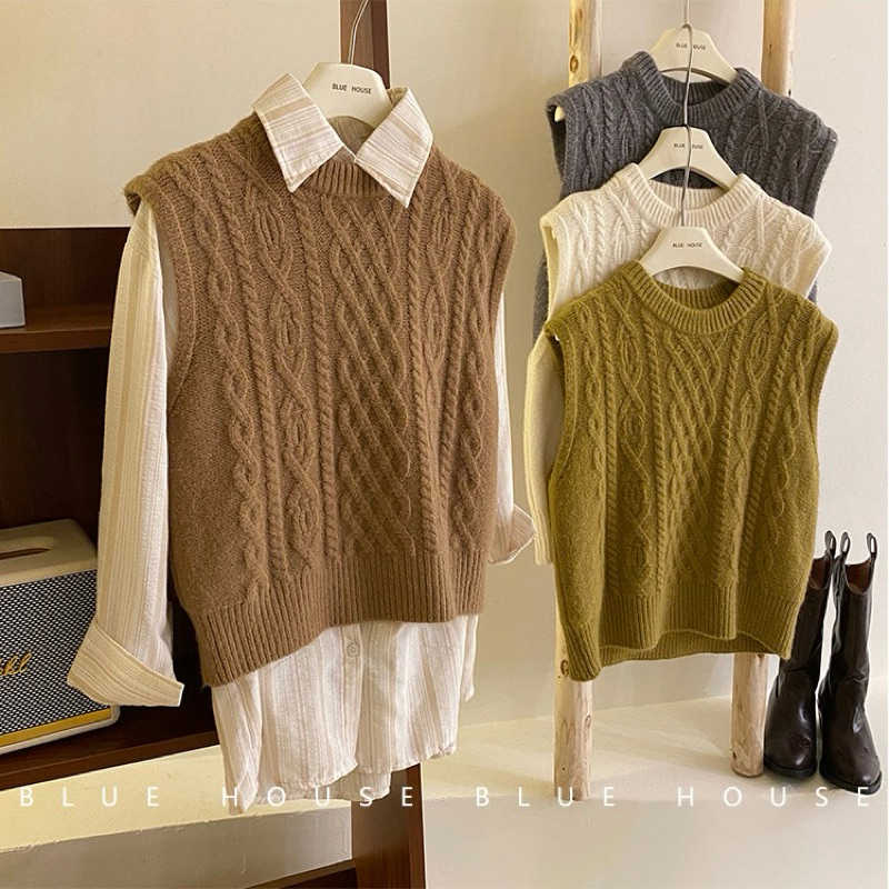 Áo len gile vặn thừng vintage mùa thu mã #9389 GNCM