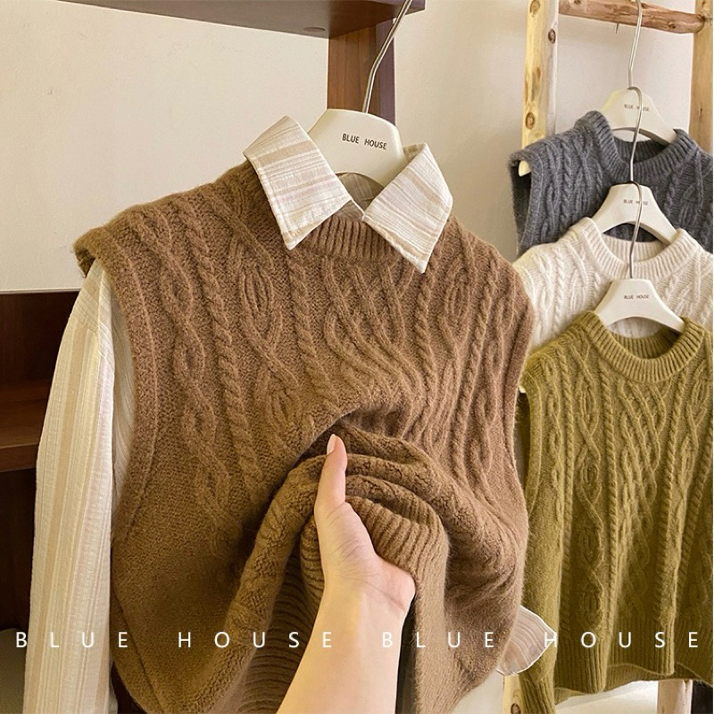 Áo len gile vặn thừng vintage mùa thu mã #9389 GNCM