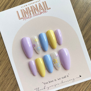 L013 Nailbox thiết kế tong màu pastel vẽ hoa nhí