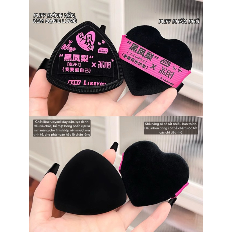 Hộp 3 Bông Phấn, Bông Mút Đánh Nền Trang Điểm Kèm Hộp Đựng LISHU Hot Douyin