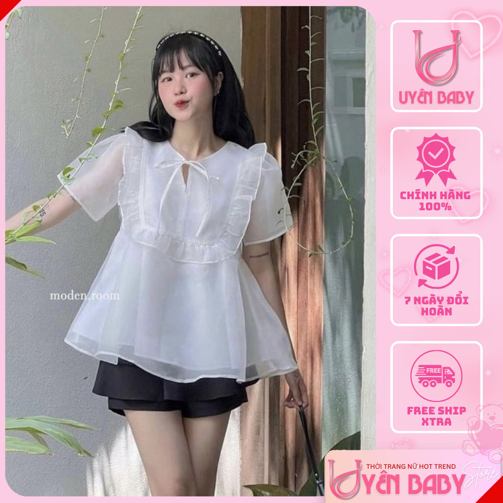 Set bộ đồ nữ babydoll kèm váy chất von phối 2 lớp chạy viền bèo, kèm quần giả váy - Uyên Baby Shop