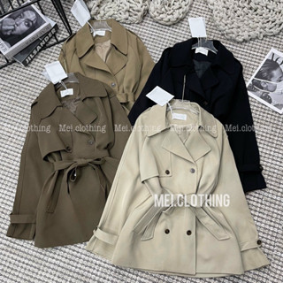 MN09 Áo Măng Tô Dáng Lửng Kèm Dây Đai