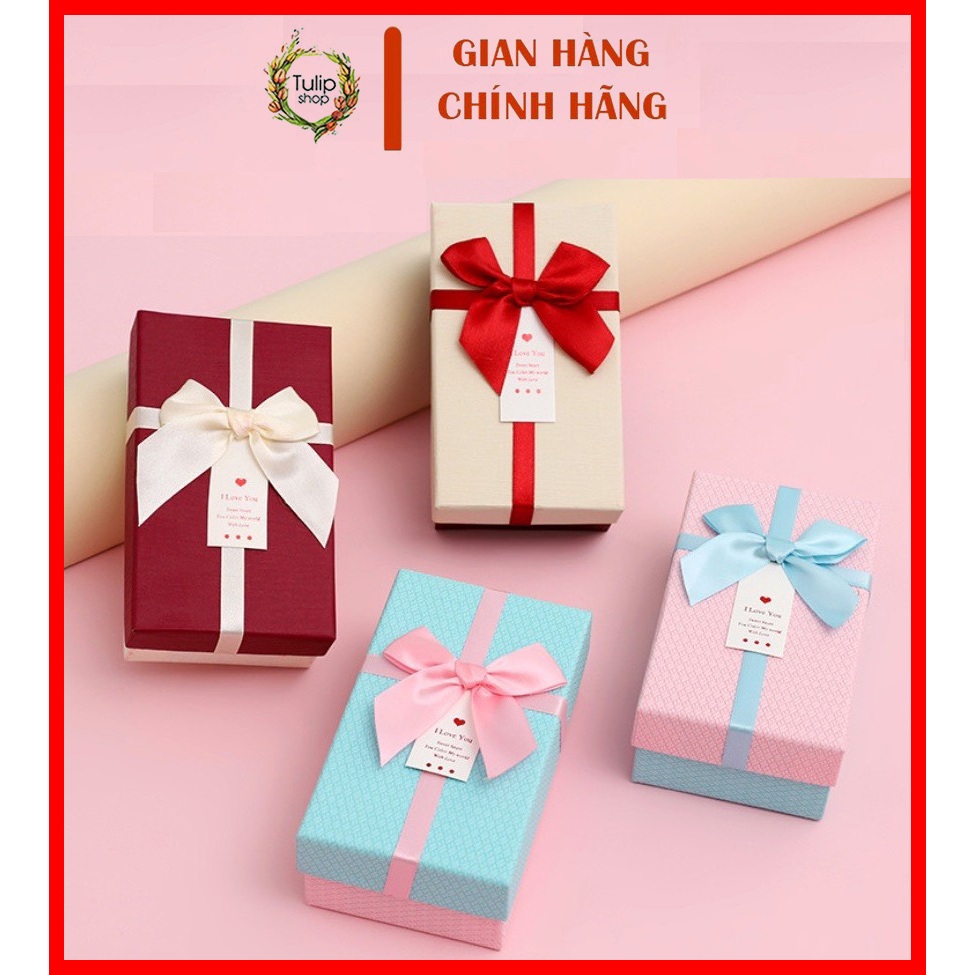 Hộp đựng quà tặng hình chữ nhật bằng giấy xinh xắn(kèm rơm)