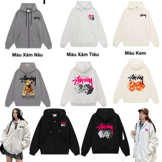 Áo hoodie zip STUSSY khóa kéo nỉ bông siêu dày form rộng ,áo khoác zip stussy nam nữ tag mác đầy đủ latizia.vn