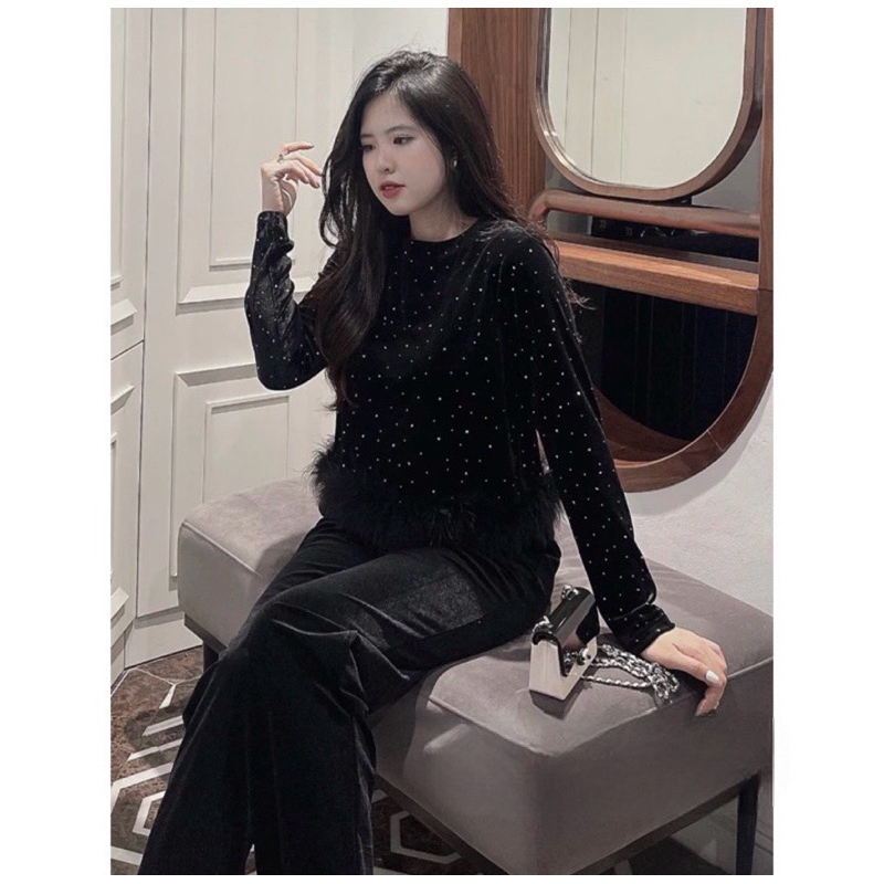Áo Nhung Gấu Lông Bling