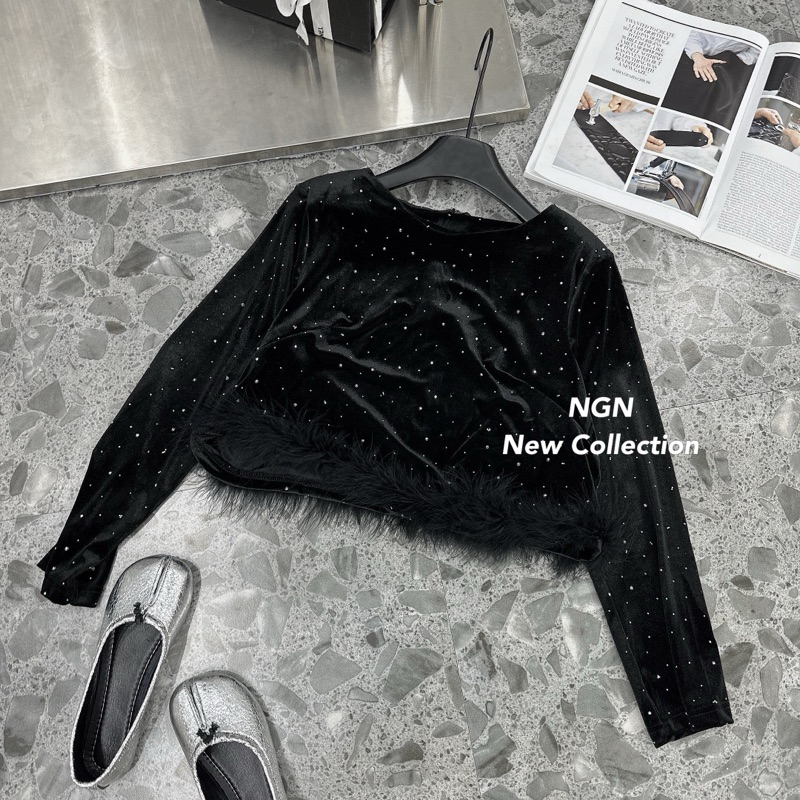 Áo Nhung Gấu Lông Bling