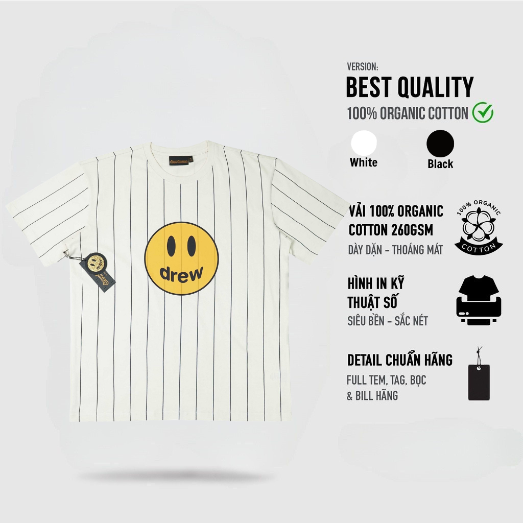 Áo thun in hình mặt cười phối sọc nam nữ mới nhất Áo thun mặt cười nam nữ cao cấp