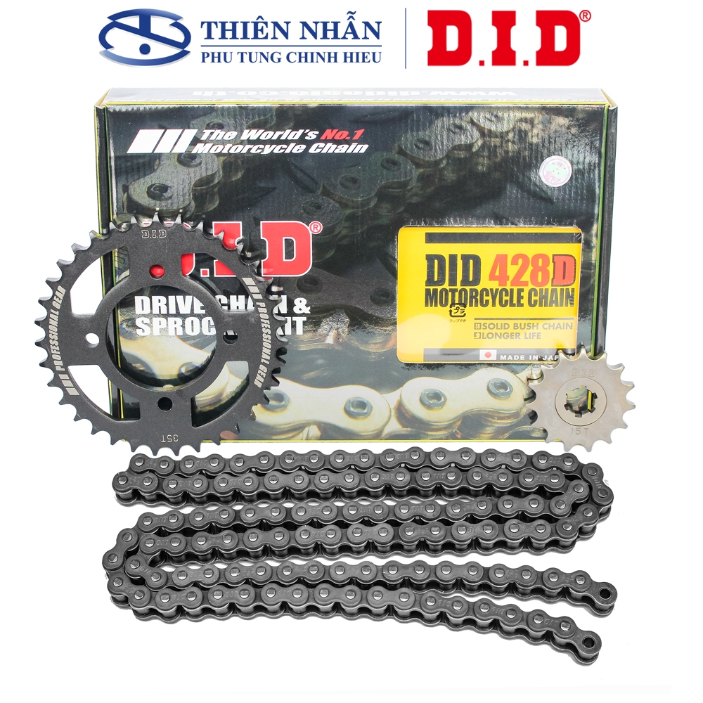 Nhông sên dĩa DID xe Sirius new sên đen Nhật 428D (sên 9 ly) - Chain Made in Japan