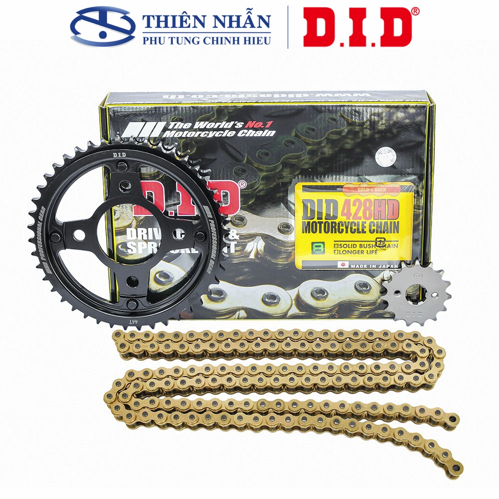 Nhông sên dĩa DID xe Winner X, Winner 150 dĩa đen sên vàng Nhật 428HD  - Chain Made in Japan