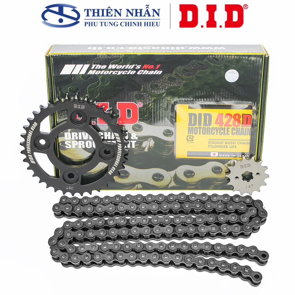 Nhông sên dĩa DID xe Wave RS/S100/S110/RSX/alpha mới, Future 2/X/Neo sên đen Nhật 428D (sên 9 ly) - Chain Made in Japan