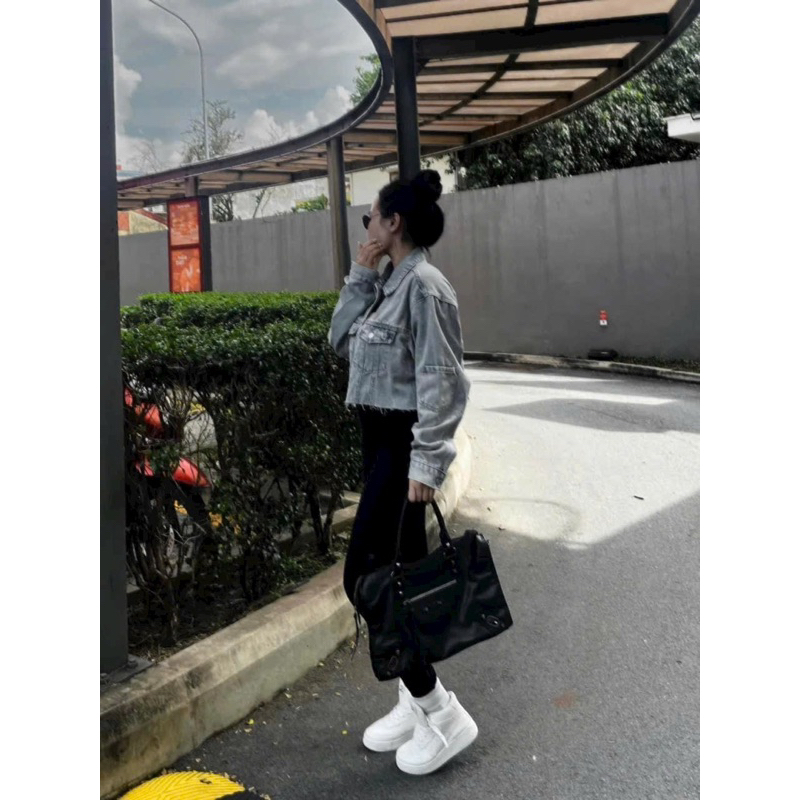 Khoác bò nữ jeasn crop thời trang cắt gấu hot #08