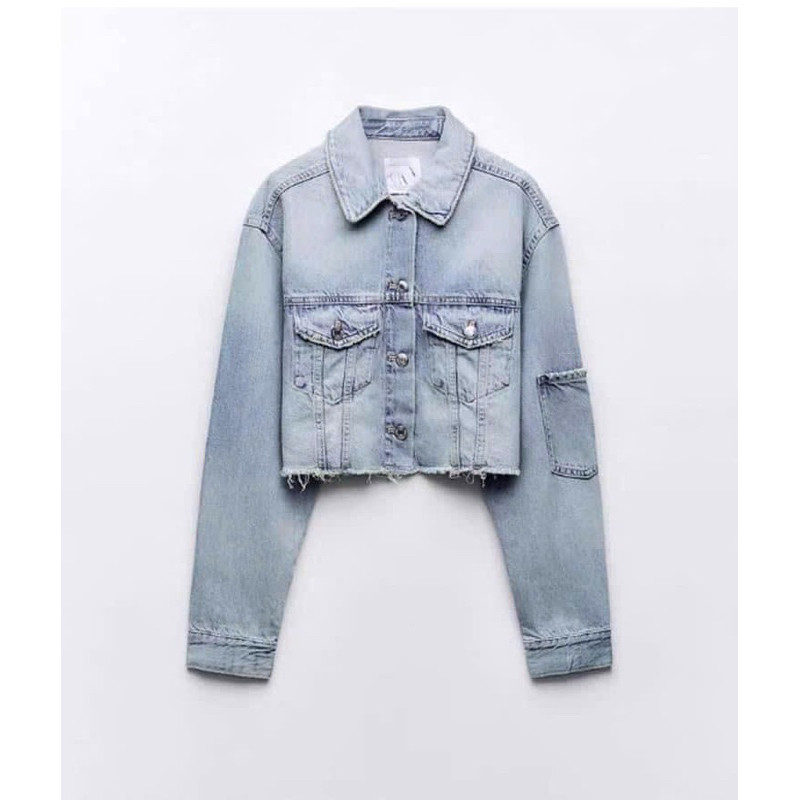 Khoác bò nữ jeasn crop thời trang cắt gấu hot #08