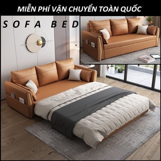 Giường sofa đa năng tay gỗ bọc da cao cấp. Ghế sofa giường có ngăn tủ để đồ. Nệm cao su non/xơ dừa cao cấp.