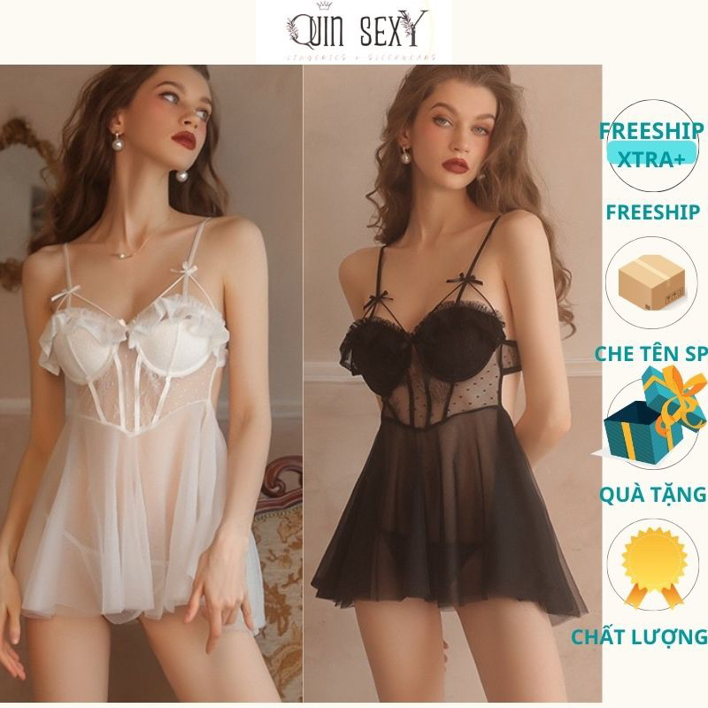 VN063 Váy Ngủ Hai Dây Cúp Ngực Tôn Dáng Quyến Rũ