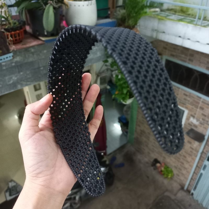 Bờm cài tóc hoa mai lưới đen bóng