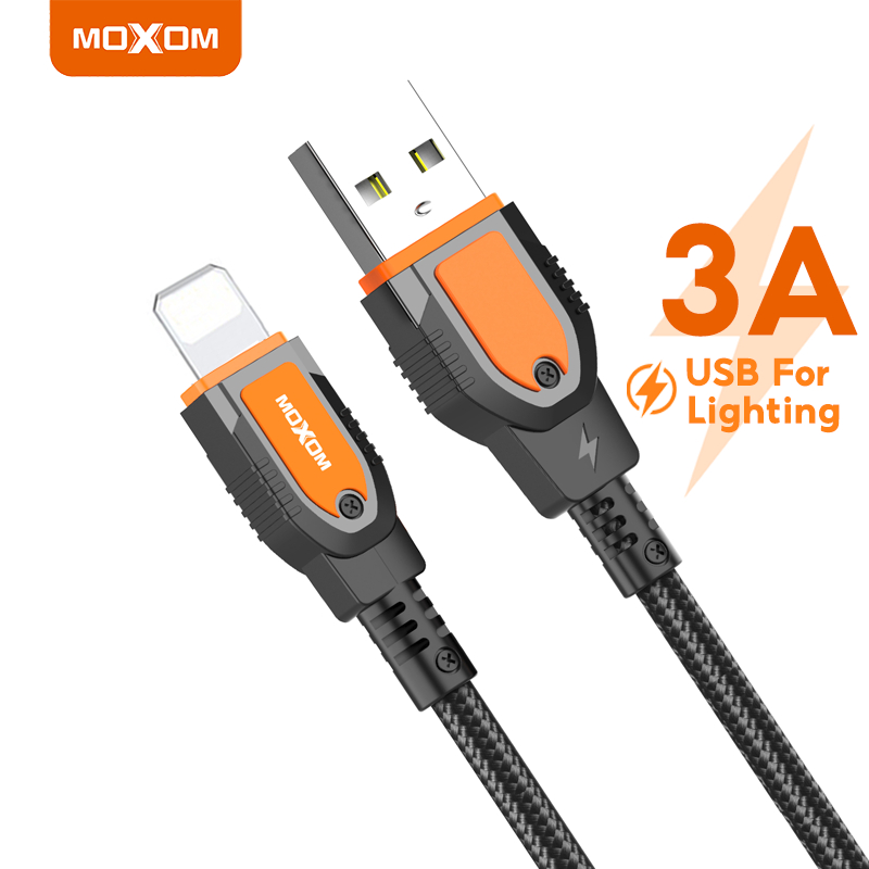 Dây sạc nhanh 3A chuyên dùng cho 7 8 plus x xs max 11 12 13 14 pro max siêu bền MOXOM CB87