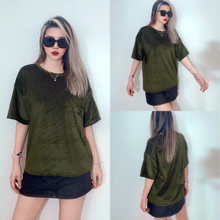 Áo cánh dơi form rộng thun bo nhung xanh rêu dày dặn